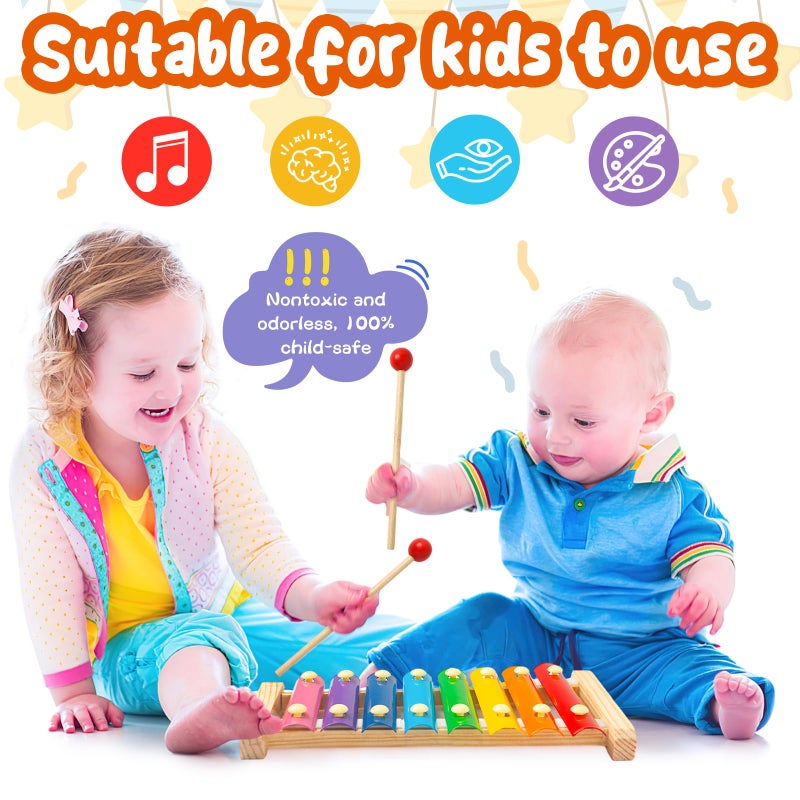 MCPINKY Xylophone for Kids  Xylophone Musical Toy with Child Safe Mallets Educational Musical Instruments Toy for Toddlers 1-3 - Image 4
